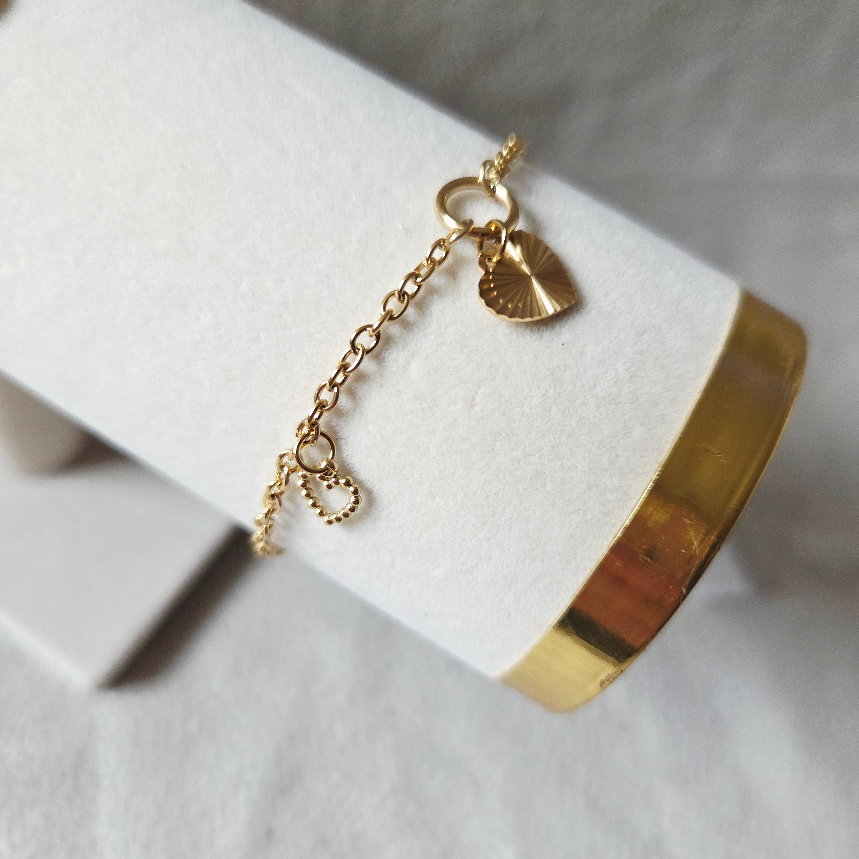 Bracelet Feuilles Doré  Cœurs Charms Élégant Ayla