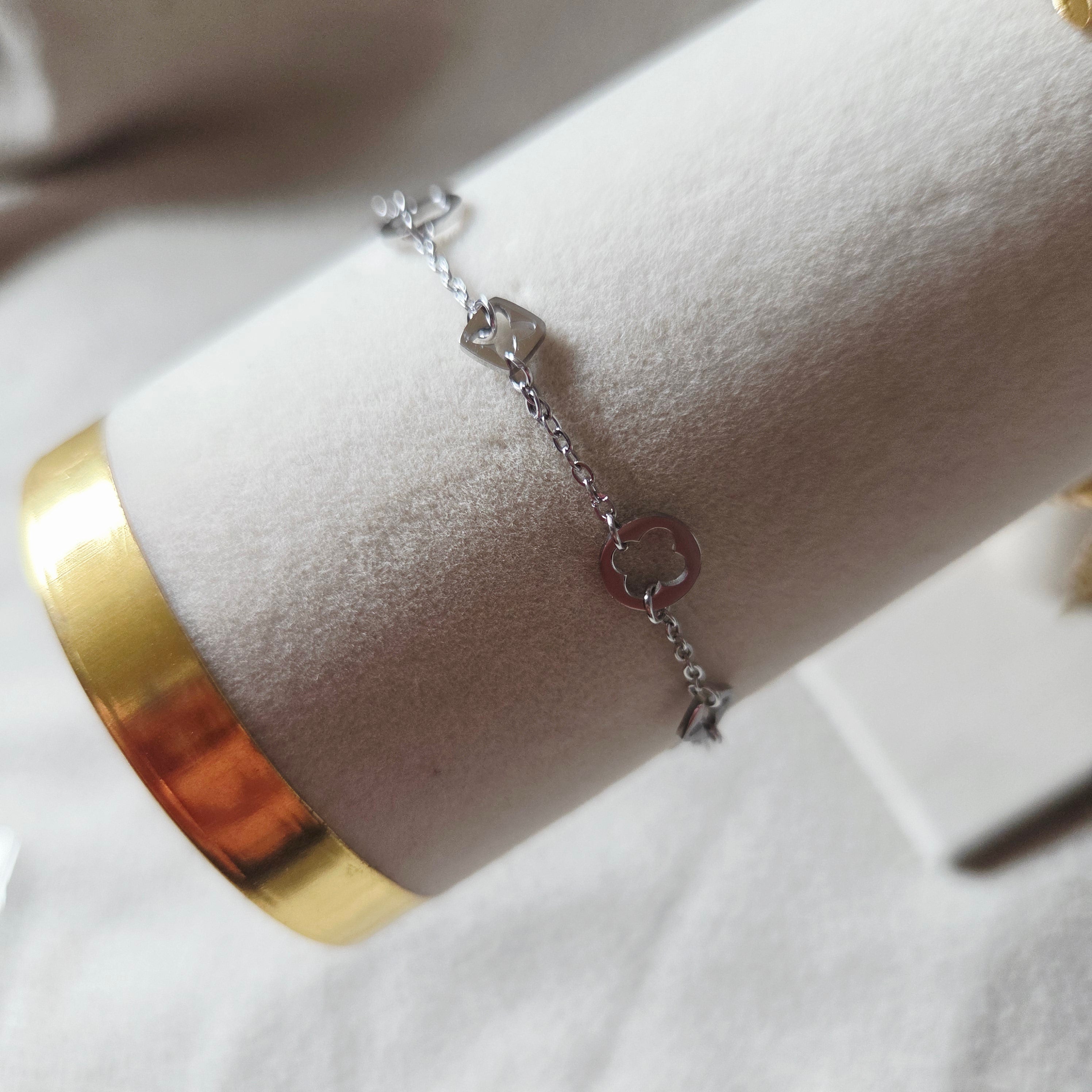 Bracelet chance étoile, lune, cœur, trèfle Eléonore