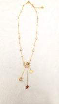 Collier doré Céleste lune et étoiles en acier inoxydable