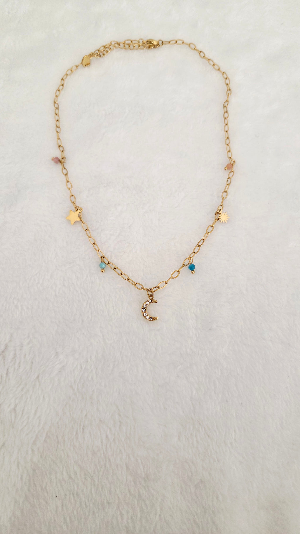 Collier Lilly  multicharms en forme de lune et d'étoile