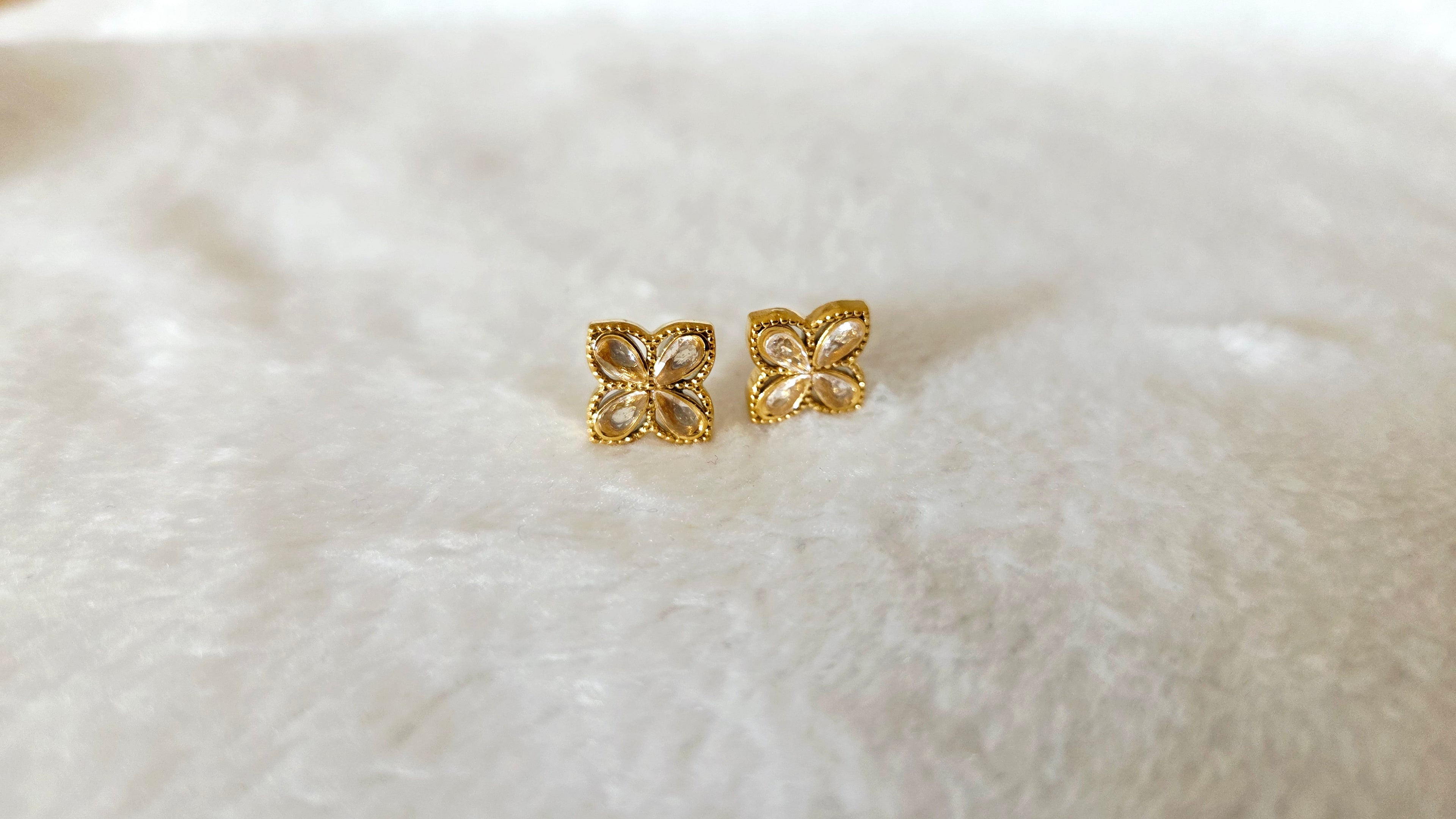 Boucles d’Oreilles  "Trèfle de Cristal" Lila