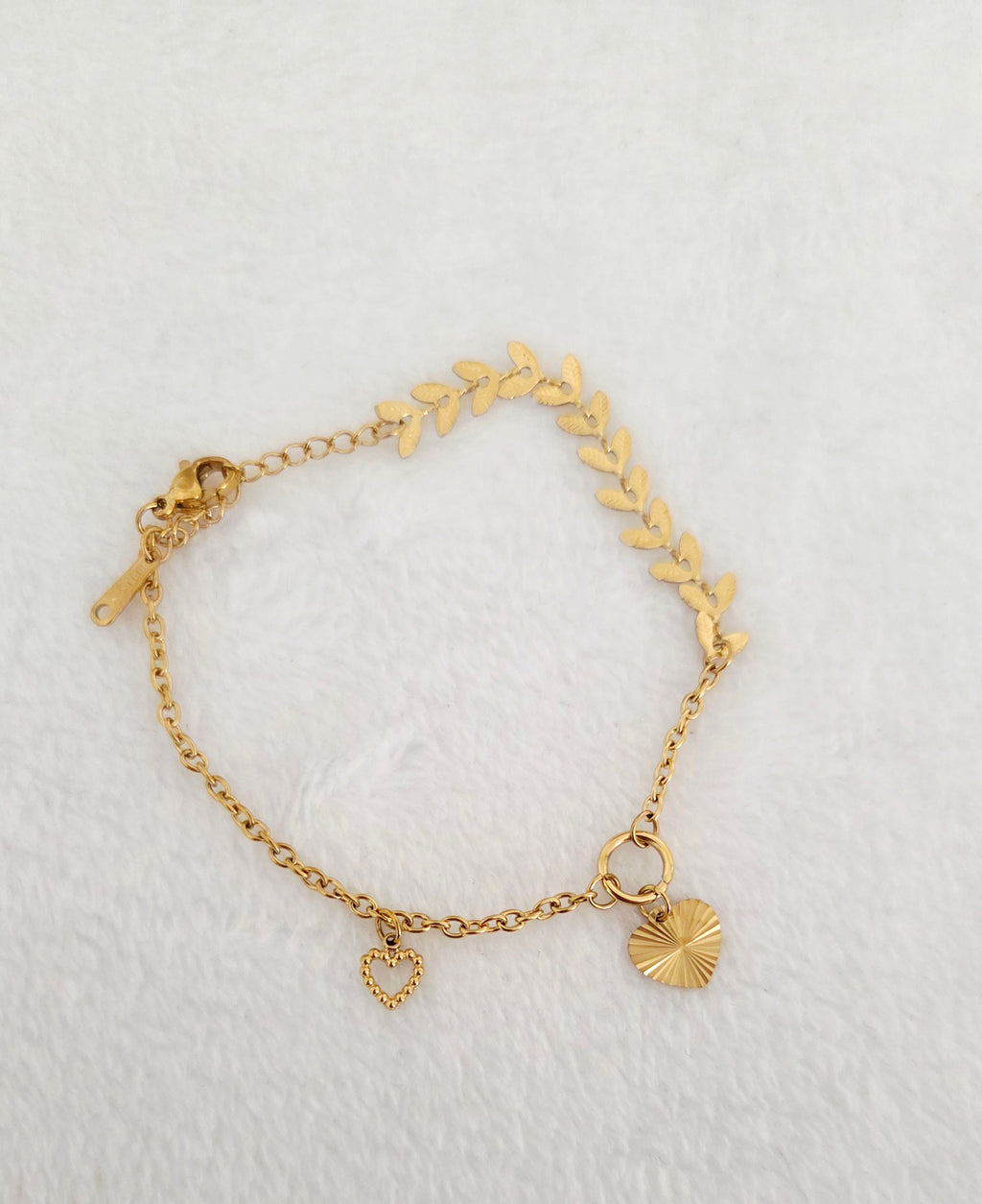 Bracelet Feuilles Doré  Cœurs Charms Élégant Ayla