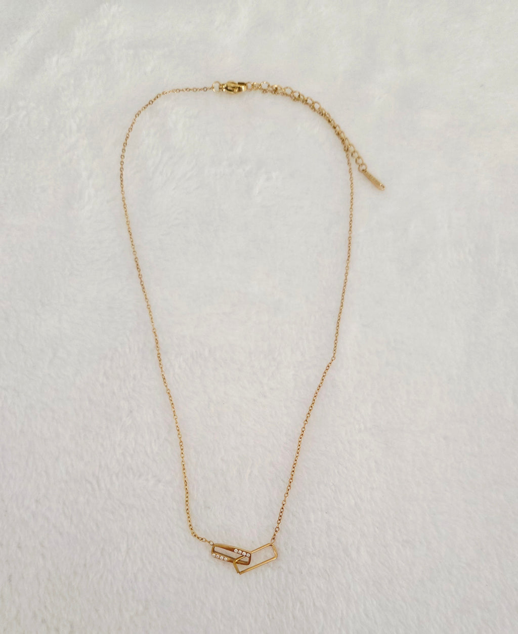 Collier  Cristal chaîne fine dorée avec 2 pendentifs rectangle