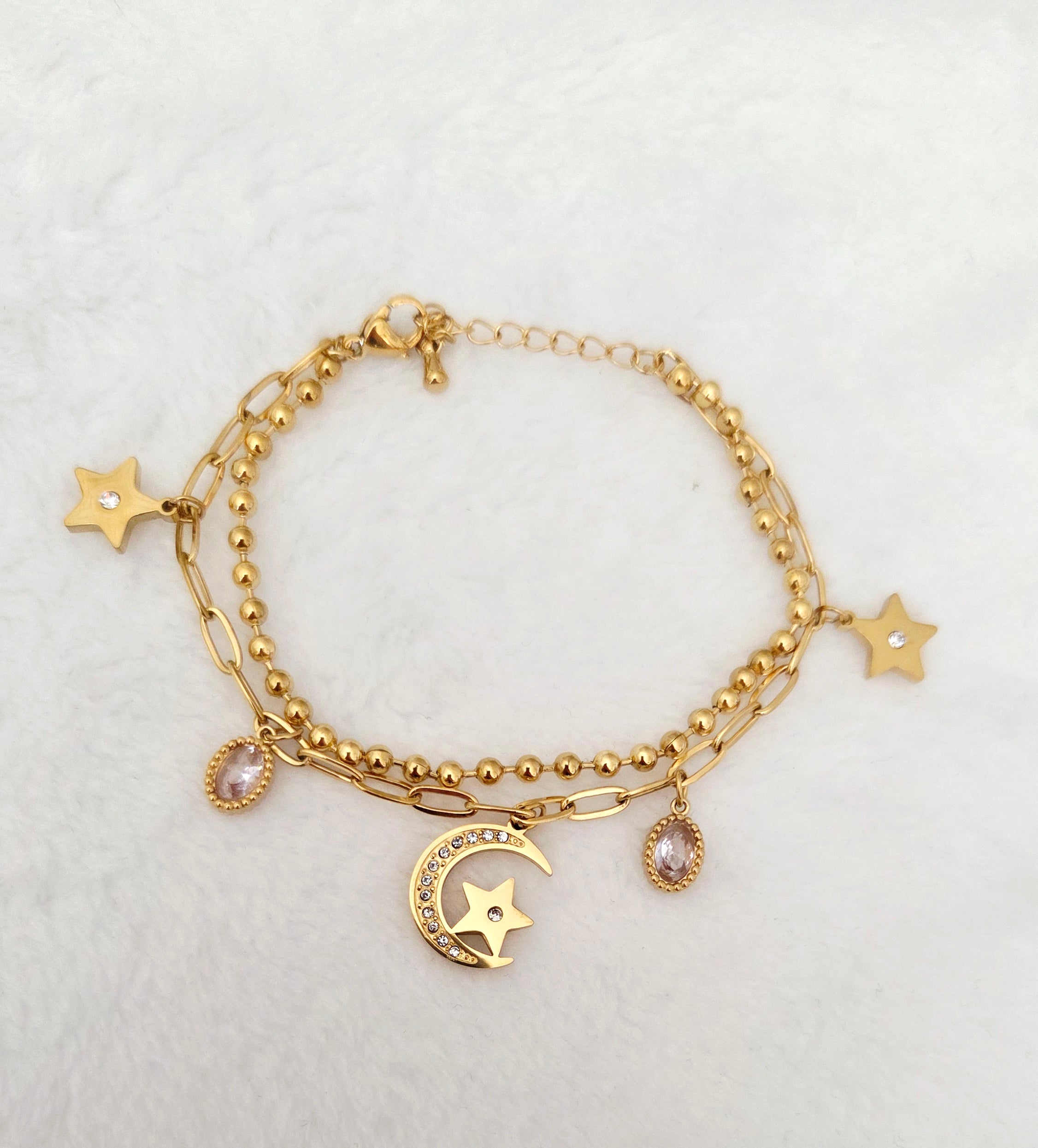 Bracelet Multi-Rangs Étoile & Lune
