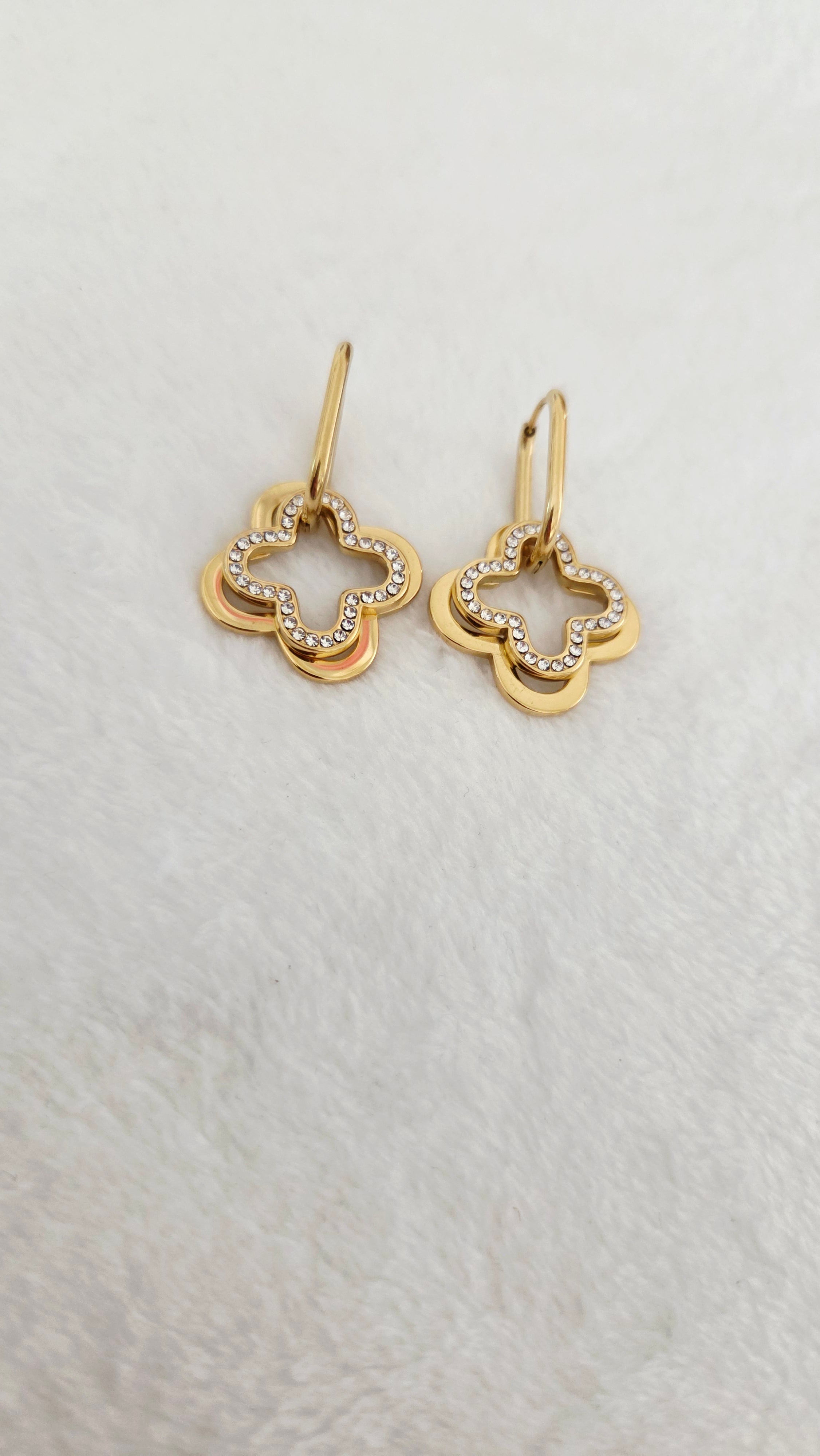 Boucles d’Oreilles Trèfle Pavé