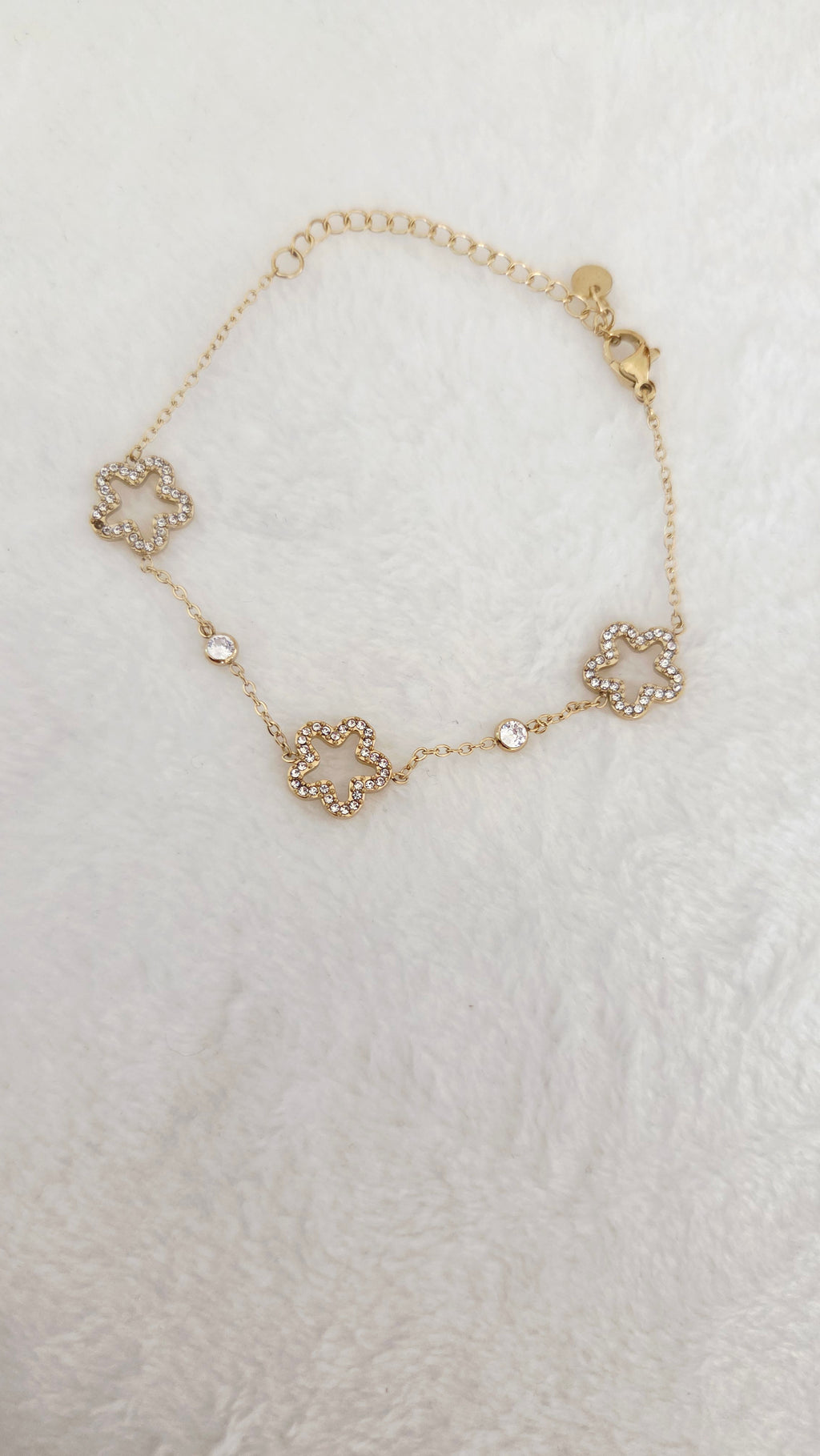 Bracelet Trèfle Strass Doré