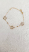 Bracelet Trèfle Strass Doré