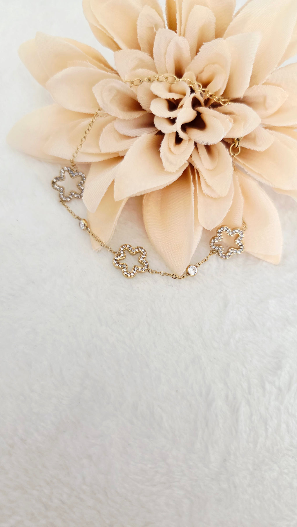 Bracelet Trèfle Strass Doré